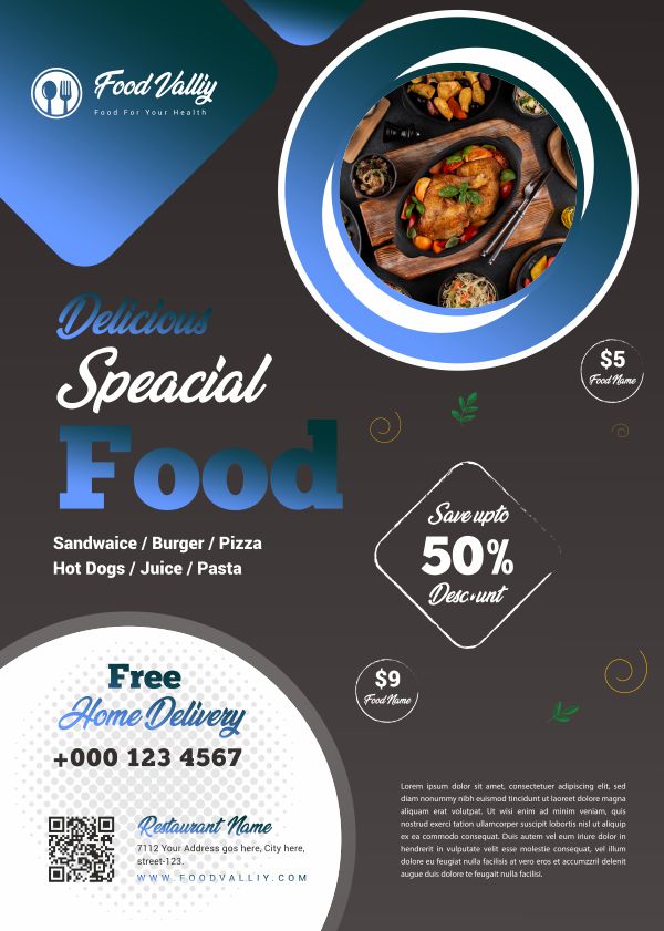 Delicious Special Food poster design download for free