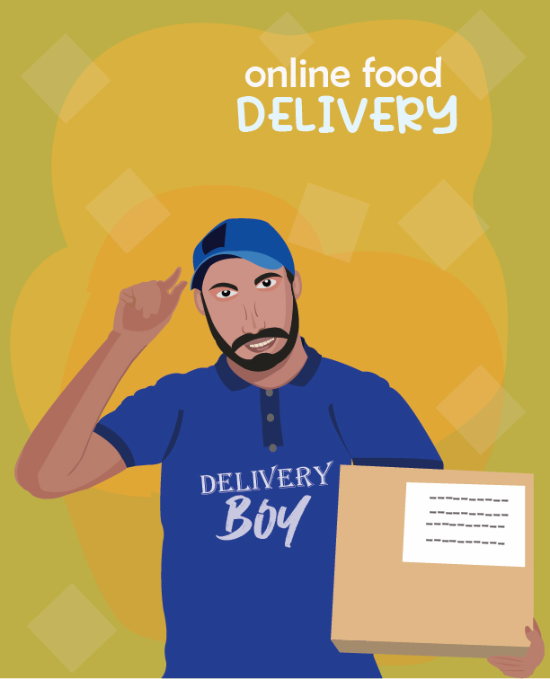 Delivery Boy Flat Vector Illustration Free