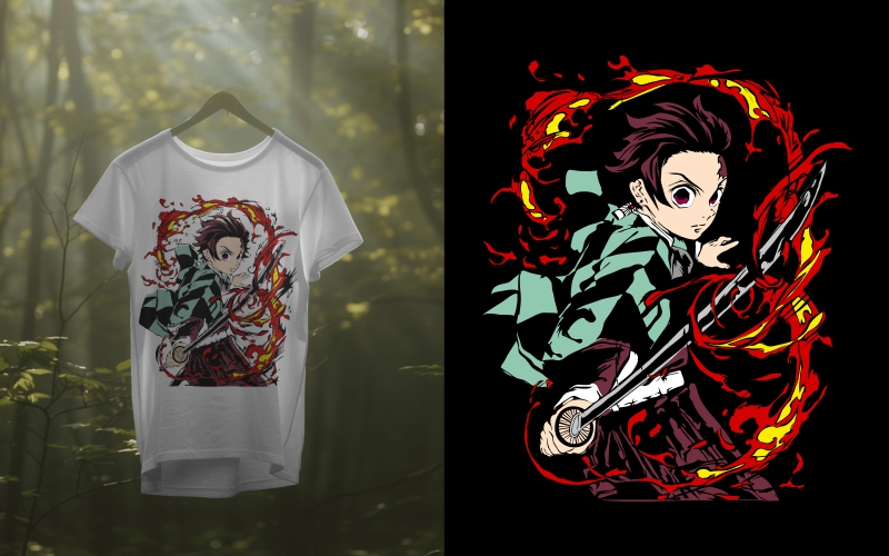 Demon Slayer Anime Print Tshirt Design Vector With Cdr Download For Free