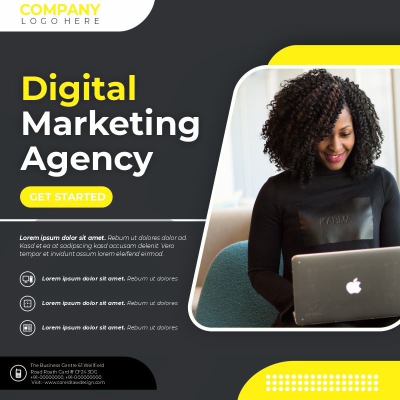 Digital Marketing Agency Free Template Poster Download From Coreldrawdesign