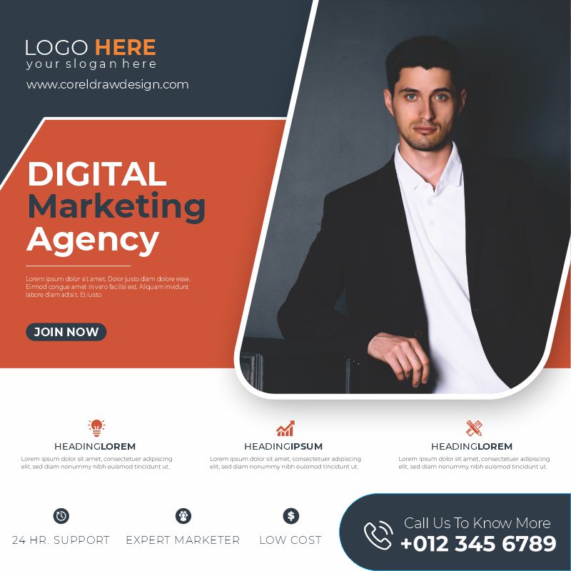 Digital Marketing Agency Poster Banner Template Download From Coreldrawdesign
