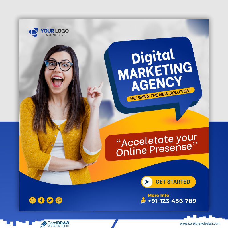 Digital Marketing Promotion Social Media Post Banner Template CDR