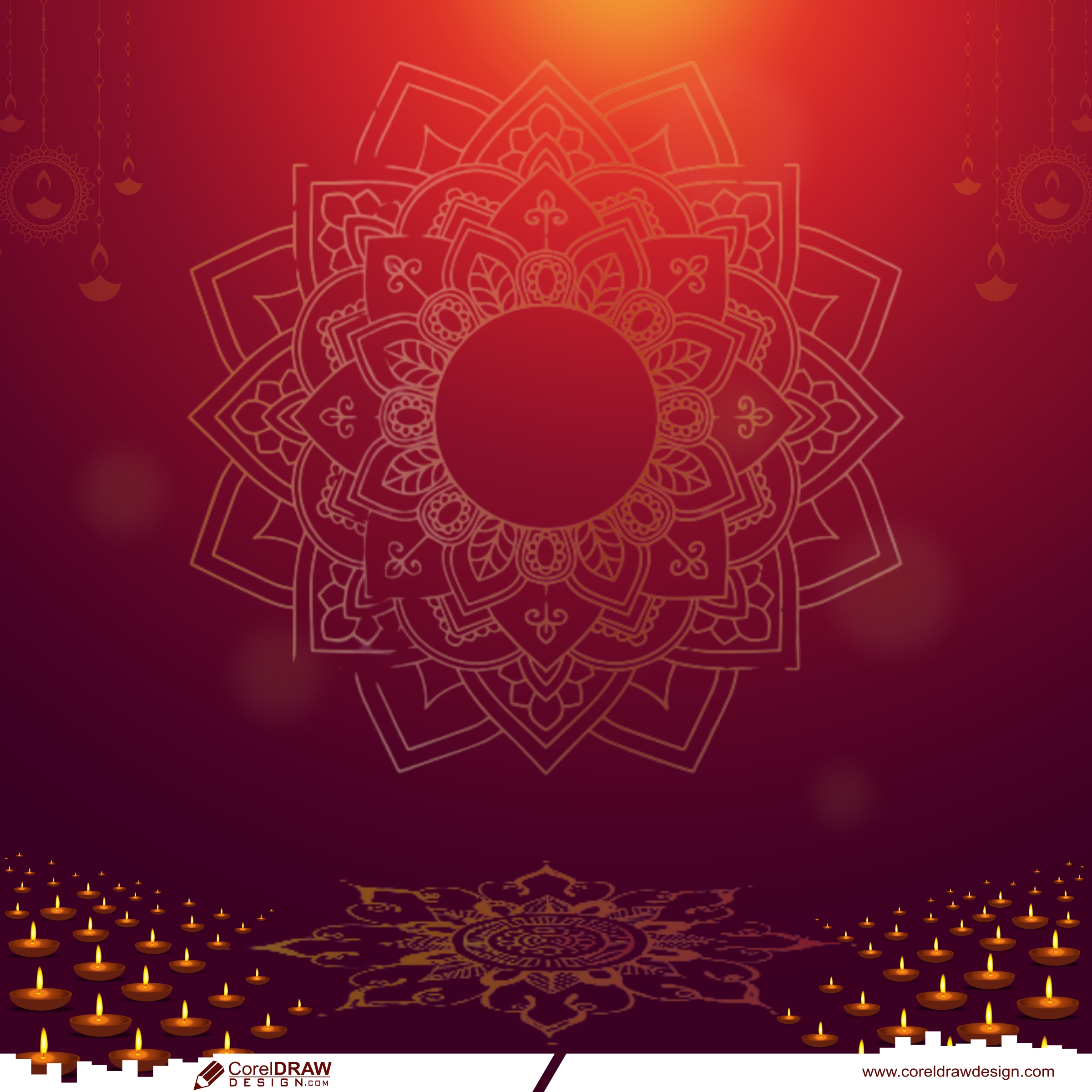 Diwali background free vector template with light of Diya