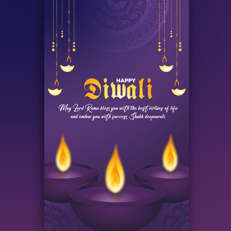 Diwali Festival Big Diya Design Poster Social Media Post Template Traditional Color