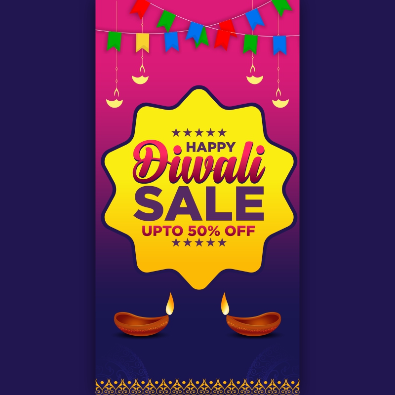 Diwali Festival Sale Design Advertisement Poster Social Media Post Template dwl