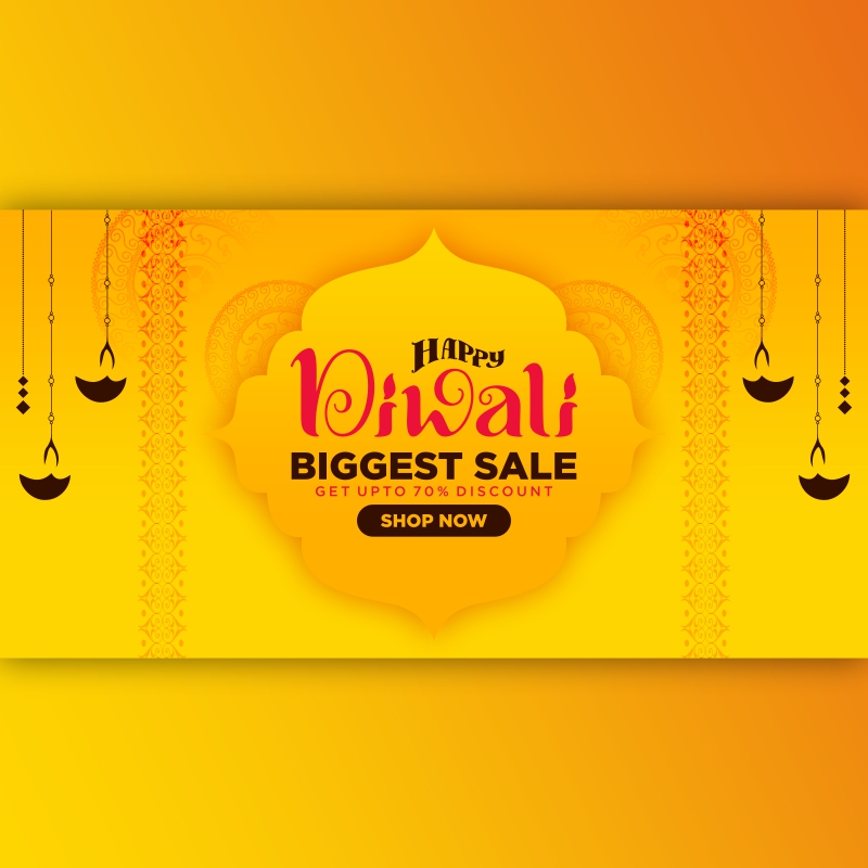 Diwali Festival Sale Design Advertisement Poster Social Media Post Template Traditional Color