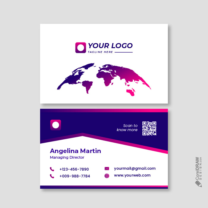 Double Gradient color simple business card design template