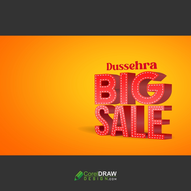 Dussehra Big Sale Offer Banner Design Template, Vector Sale Banner, Free CDR