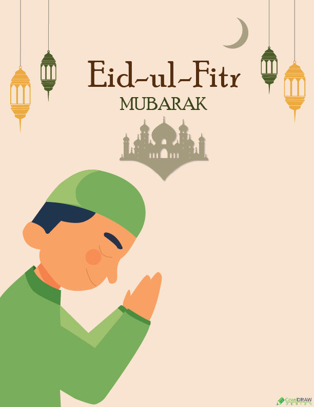 Eid- Ul-Fitr Mubarak Illustration Vector Free
