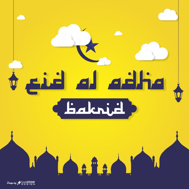 Eid Al Adha / Bakra Eid Mubarak Free Greeting Card CDR File