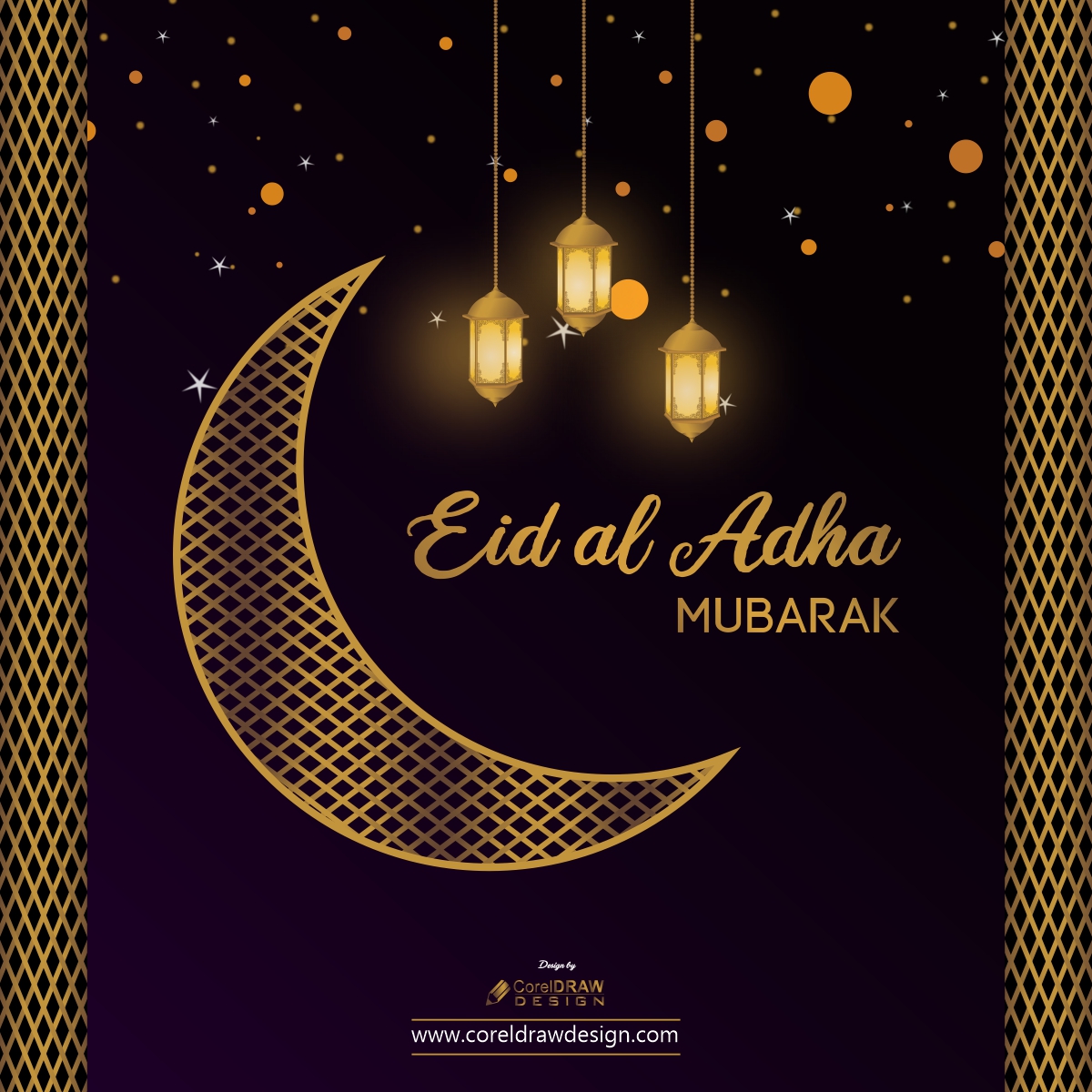 Download Eid Al Adha Mubarak Background With Lantern Crescent Design |  CorelDraw Design (Download Free CDR, Vector, Stock Images, Tutorials, Tips  & Tricks)