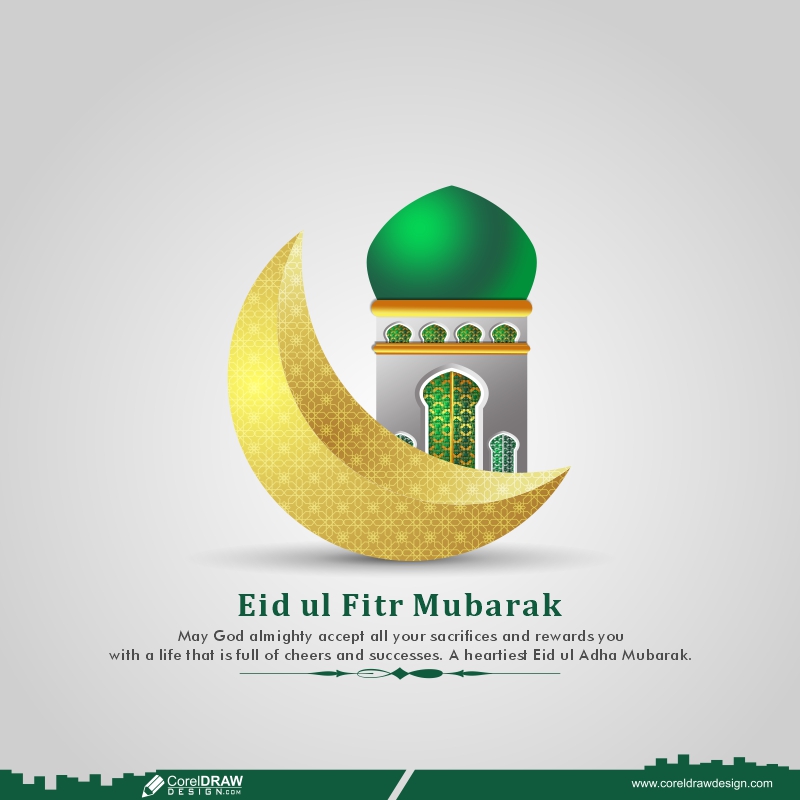 Eid al Fitr mubarak greeting design vector illustration