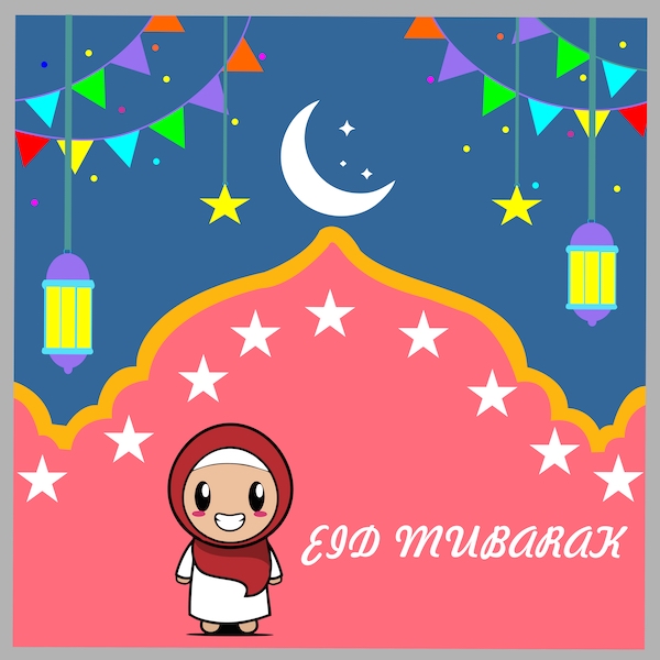 eid background with muslim girl