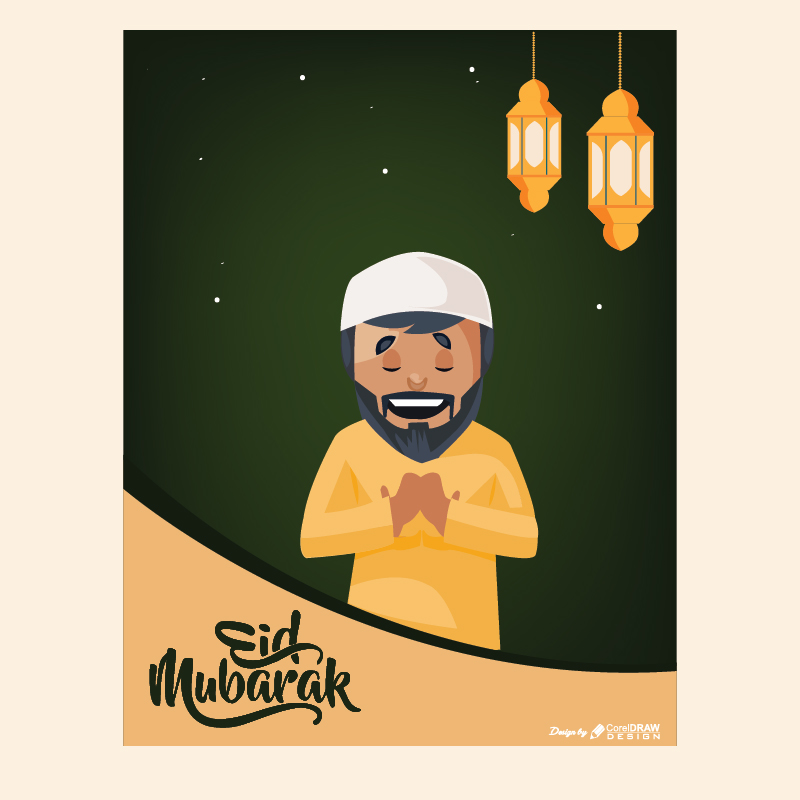 Eid Mubarak Flat Vector Illustration Free