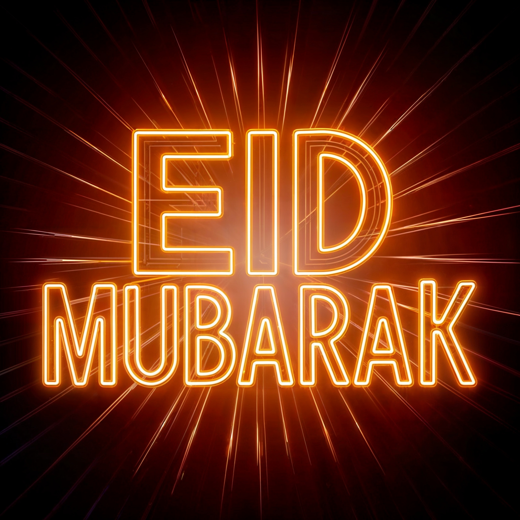 Eid Mubarak text with neon light download for free