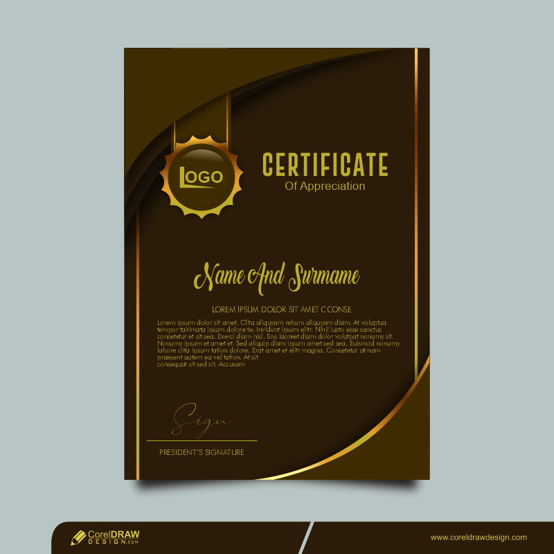 Elegant Brown And Gold Diploma Certificate Template Free Vector