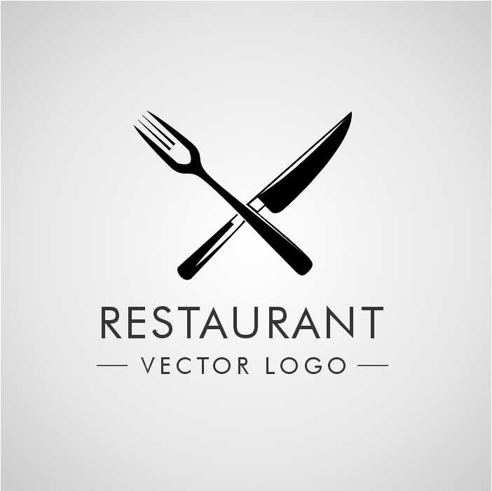 Elegant fork knife restaurant vector logo free