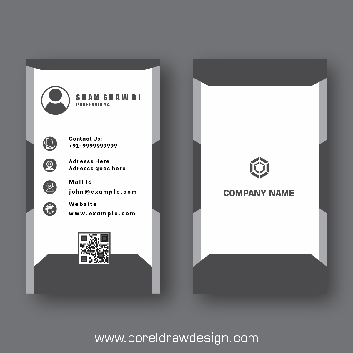 Elegant Minimal Black And Grey Business Card Template