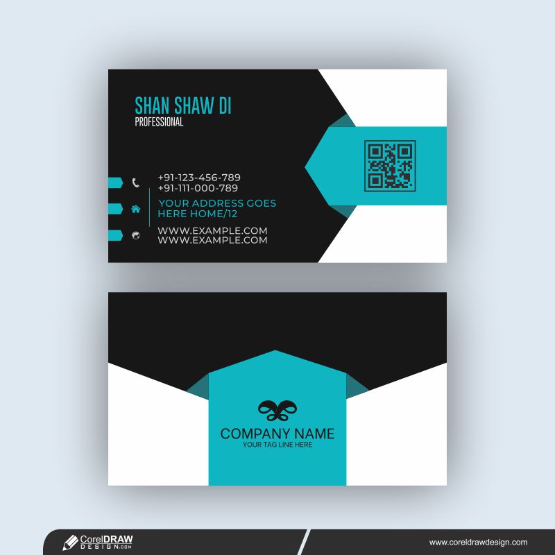 Elegant Minimal Blue And Black Business Card Template Free Vector