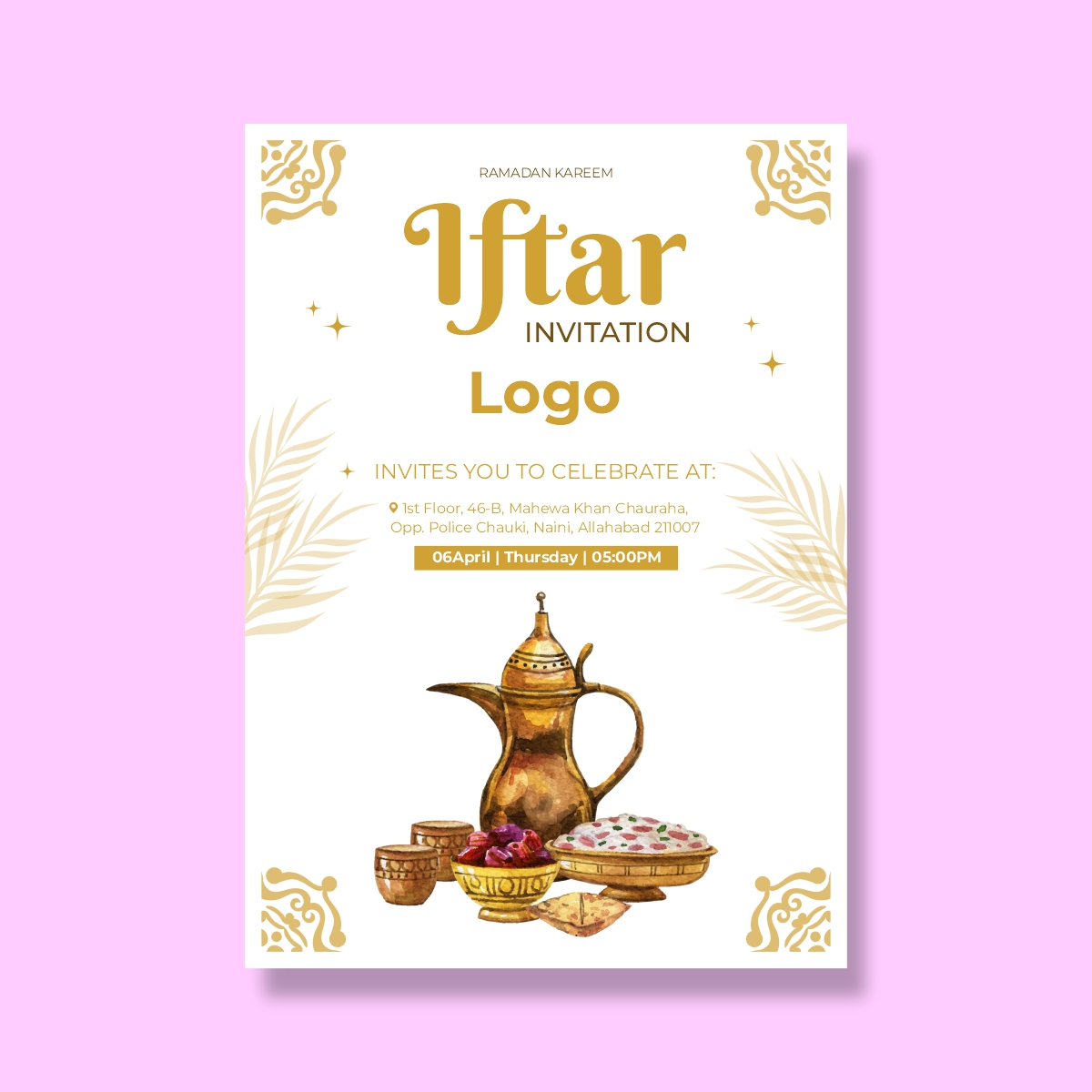 Elegant Ramadan Iftar Invitation Download Free From CorelDraw Design