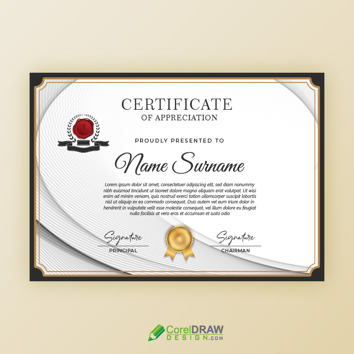 Elegant Wavy Lines Professional Certificate Of Appreciation