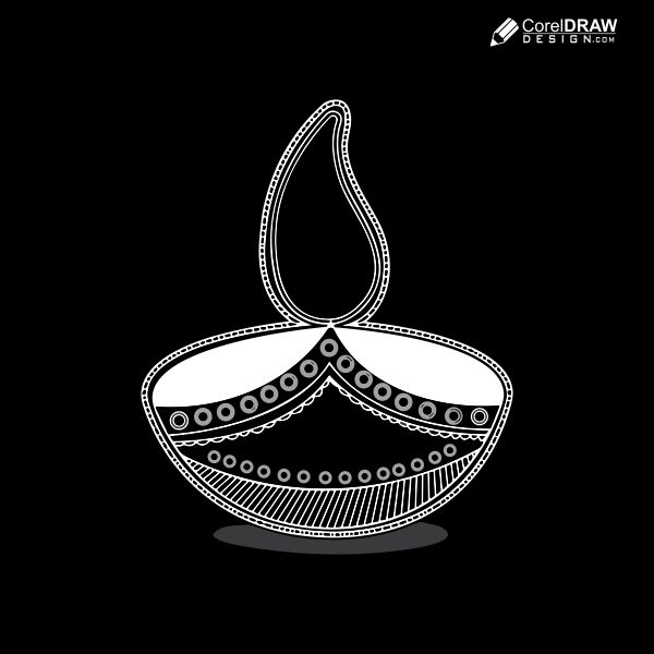 Image of Sketch Of Happy Diwali Stylish Diya Indian Festival Lamp Outline  Editable Vector Illustration-DK491675-Picxy