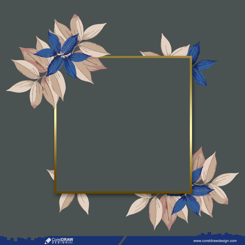 Empty Floral Golden Frame Design Free