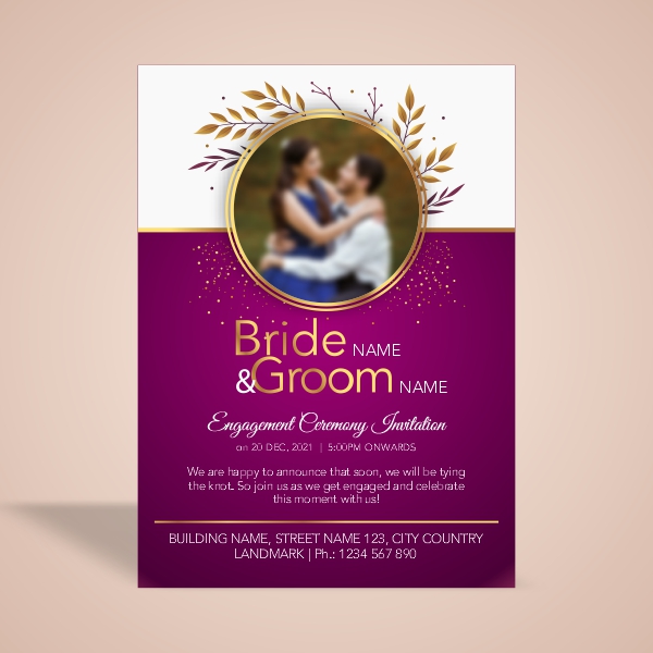 Engagement invitation template Elegant design, Free CDR