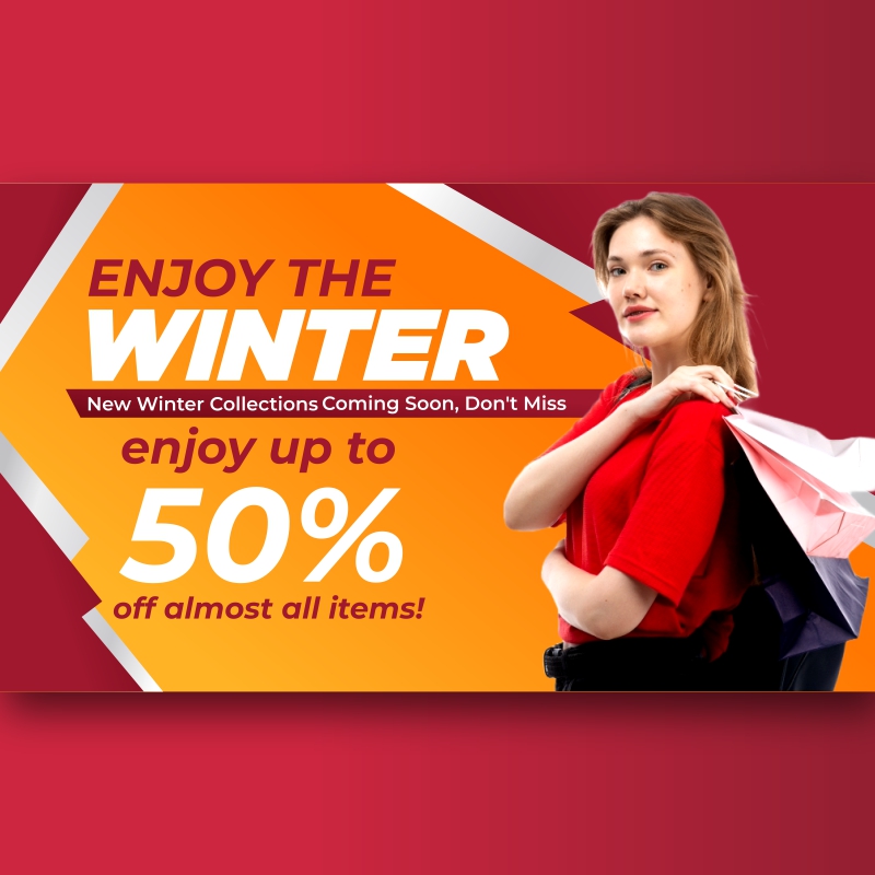 enjoy winter outfits social media post design template vector