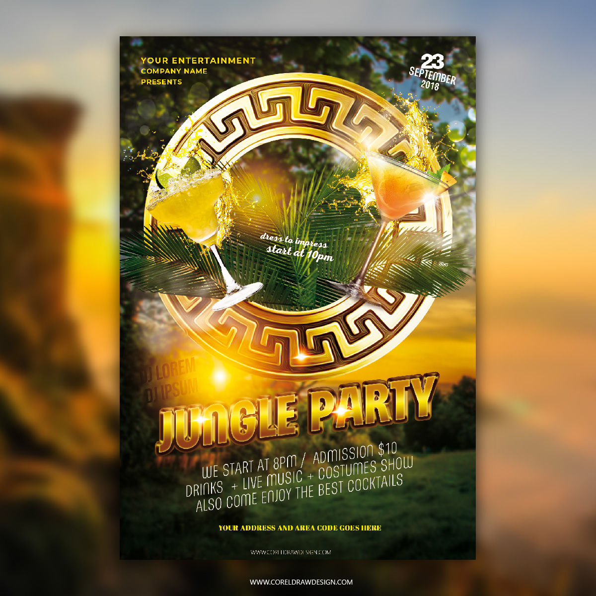 Fancy Jungle Party Flyer Design Template