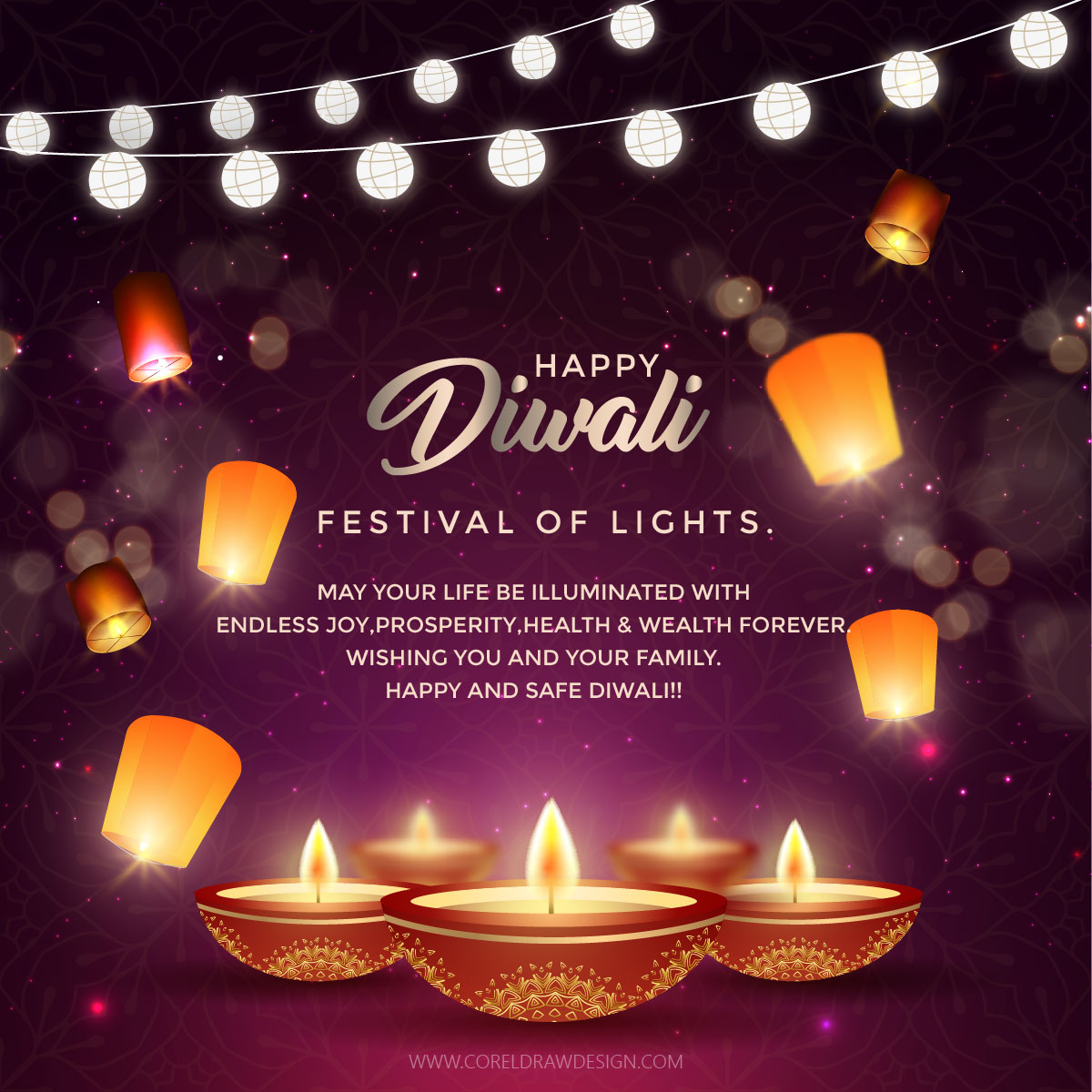 Festive Happy Diwali Wishes Greeting Card 