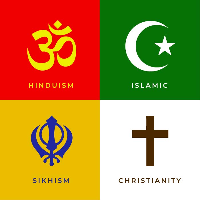 Flat abstract various religious religion logo symbol vector