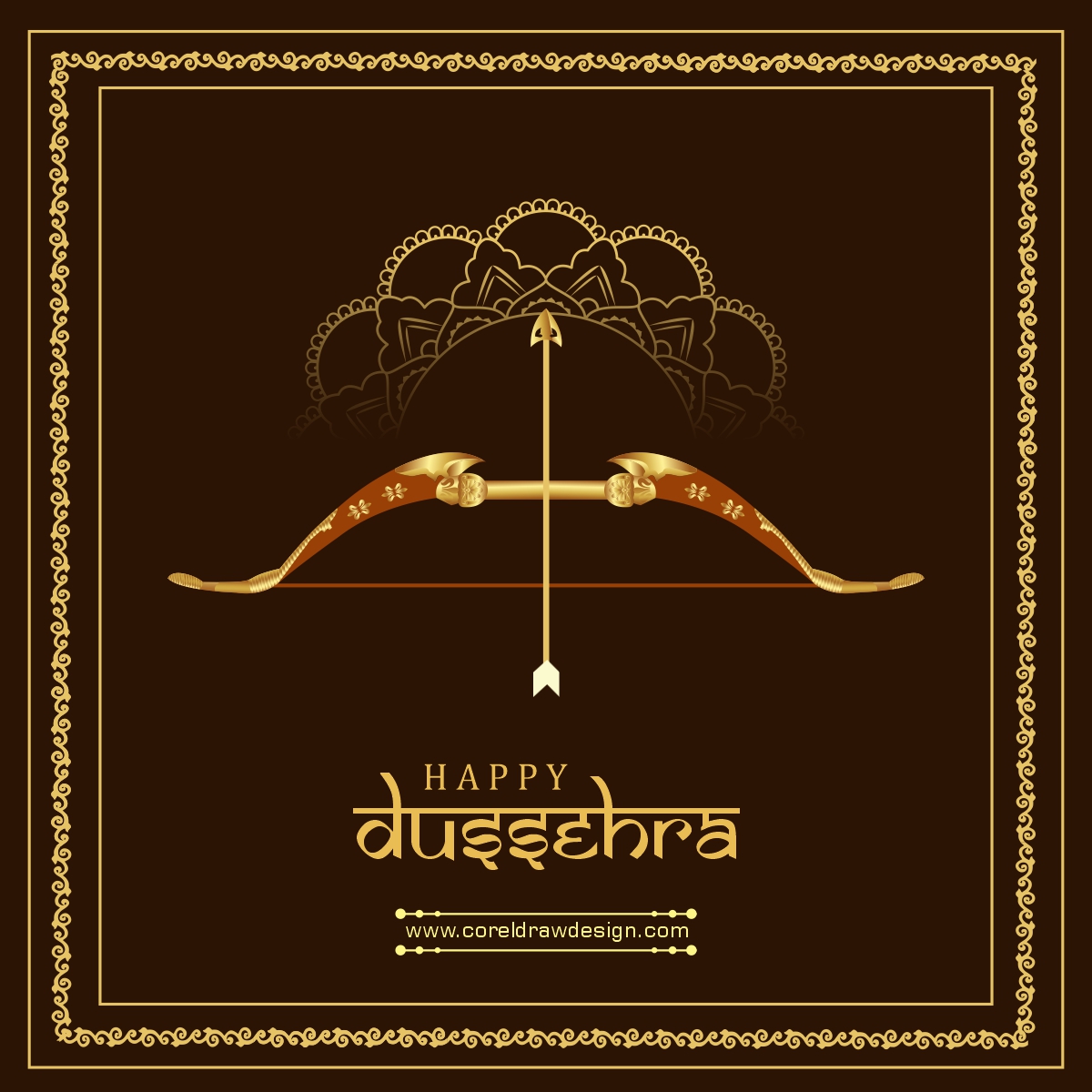 Flat Design Happy Dussehra Background With Bow And Arrow Free Vector
