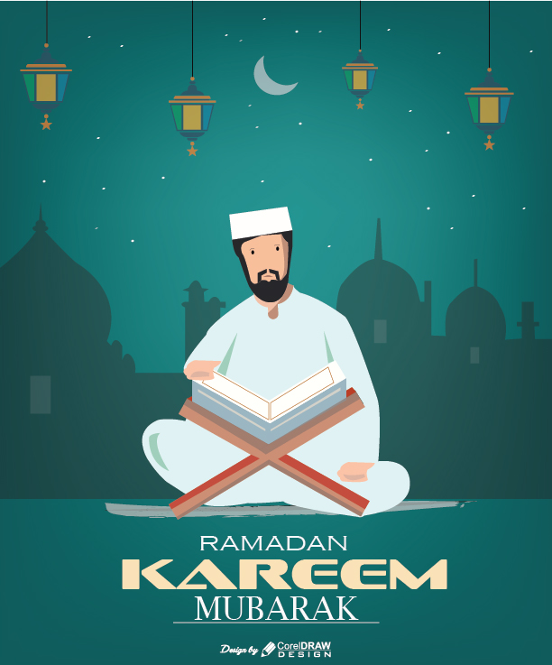 Flat Ramadan Kareem Poster Illustration Vector Free-01
