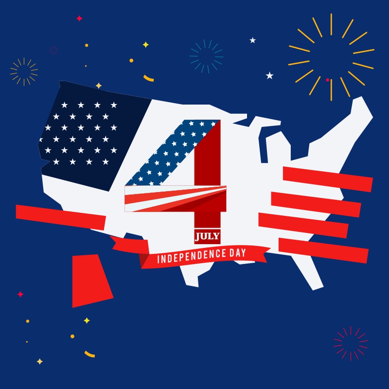 Flat Usa independence day Wishing Vector Download For Free