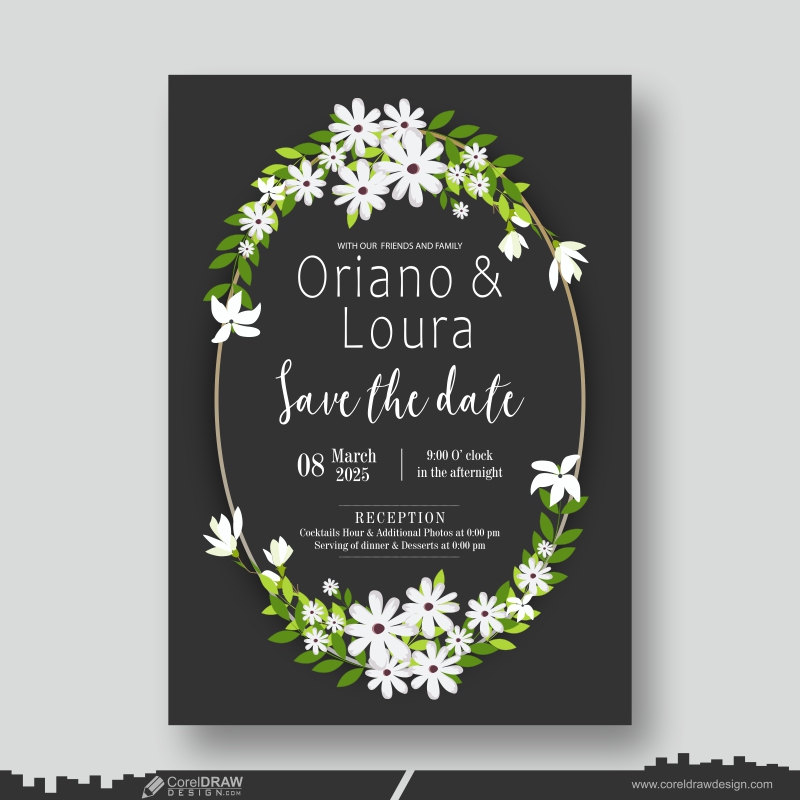 Floral Wedding Card Invitation Template Free CDR