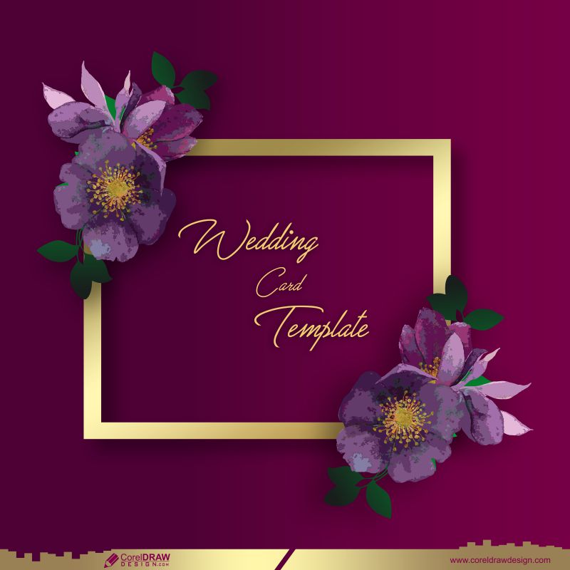 Flower Wedding Card Template With Space For Text Free Vector