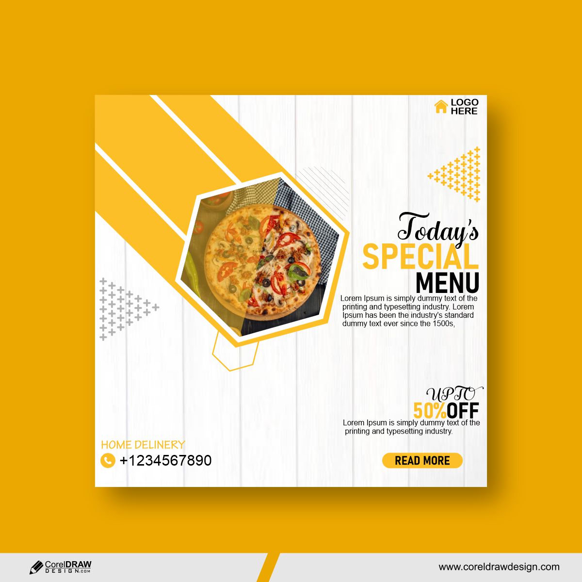 Food social media post or promotion banner design template Premium