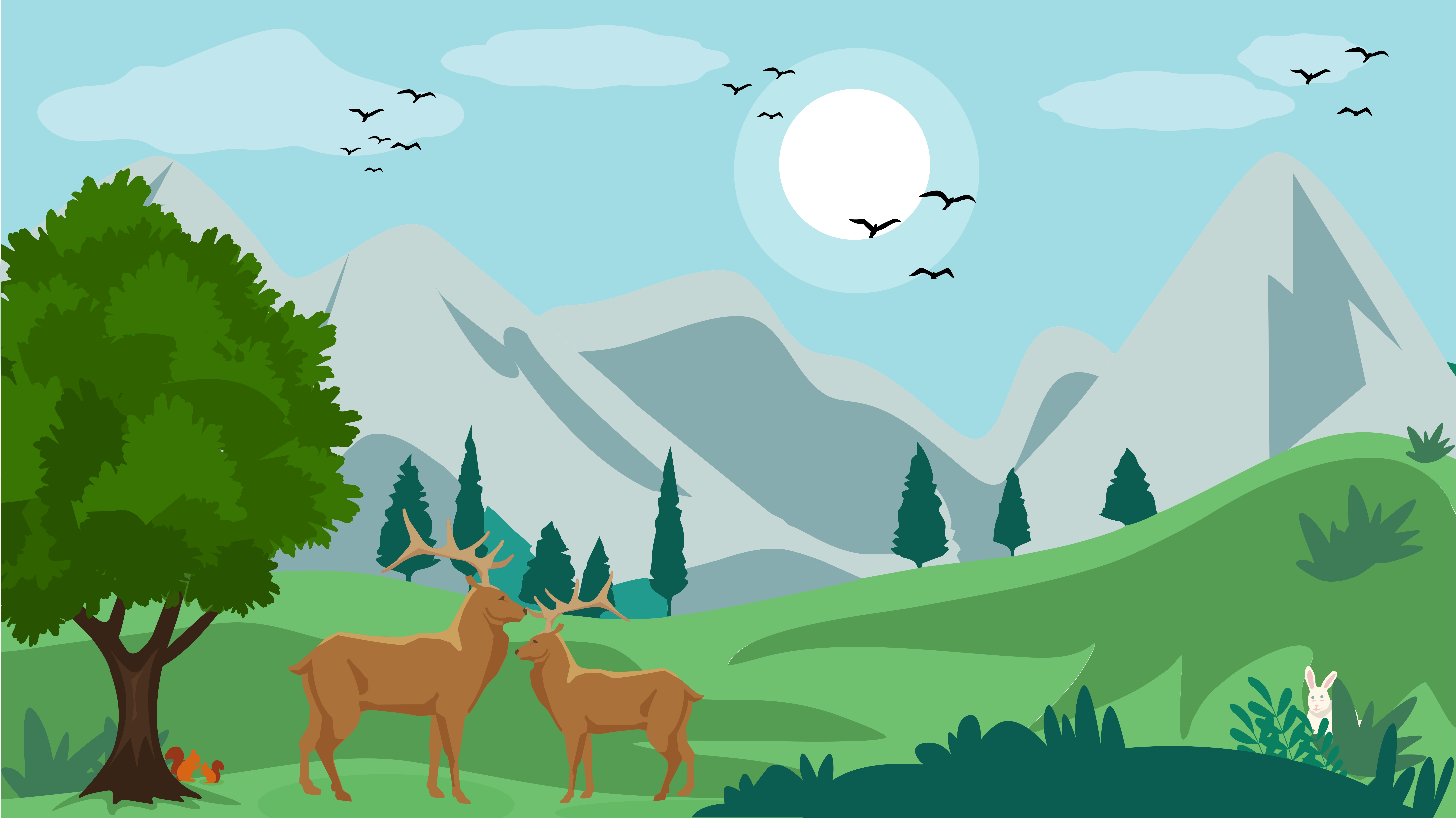 Forset Landscape Beautiful Vector Art Download For Free