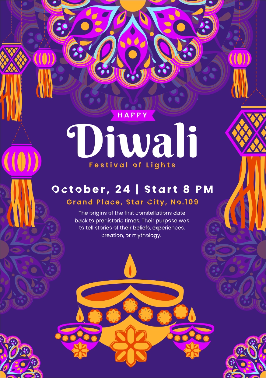 Free Happy Diwali Event Invitation Banner Vector Design With Free CDR File Download Now