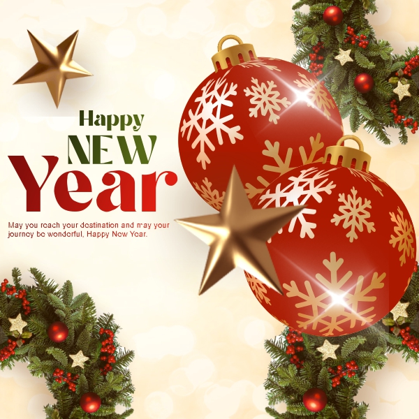 Free Happy New Year Greeting Social Media Post CDR Template Design Vector Download For Free