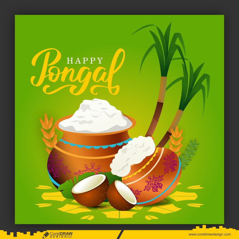 Free Happy Pongal Card Design Premium Vector