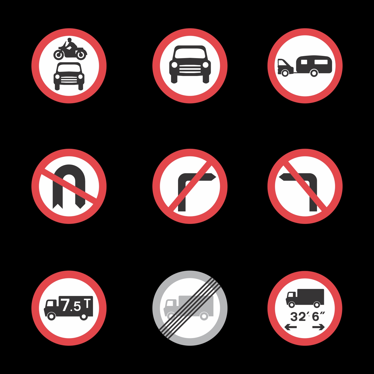 Free vector A vector collection of circular road traffic signs CDR file download for free