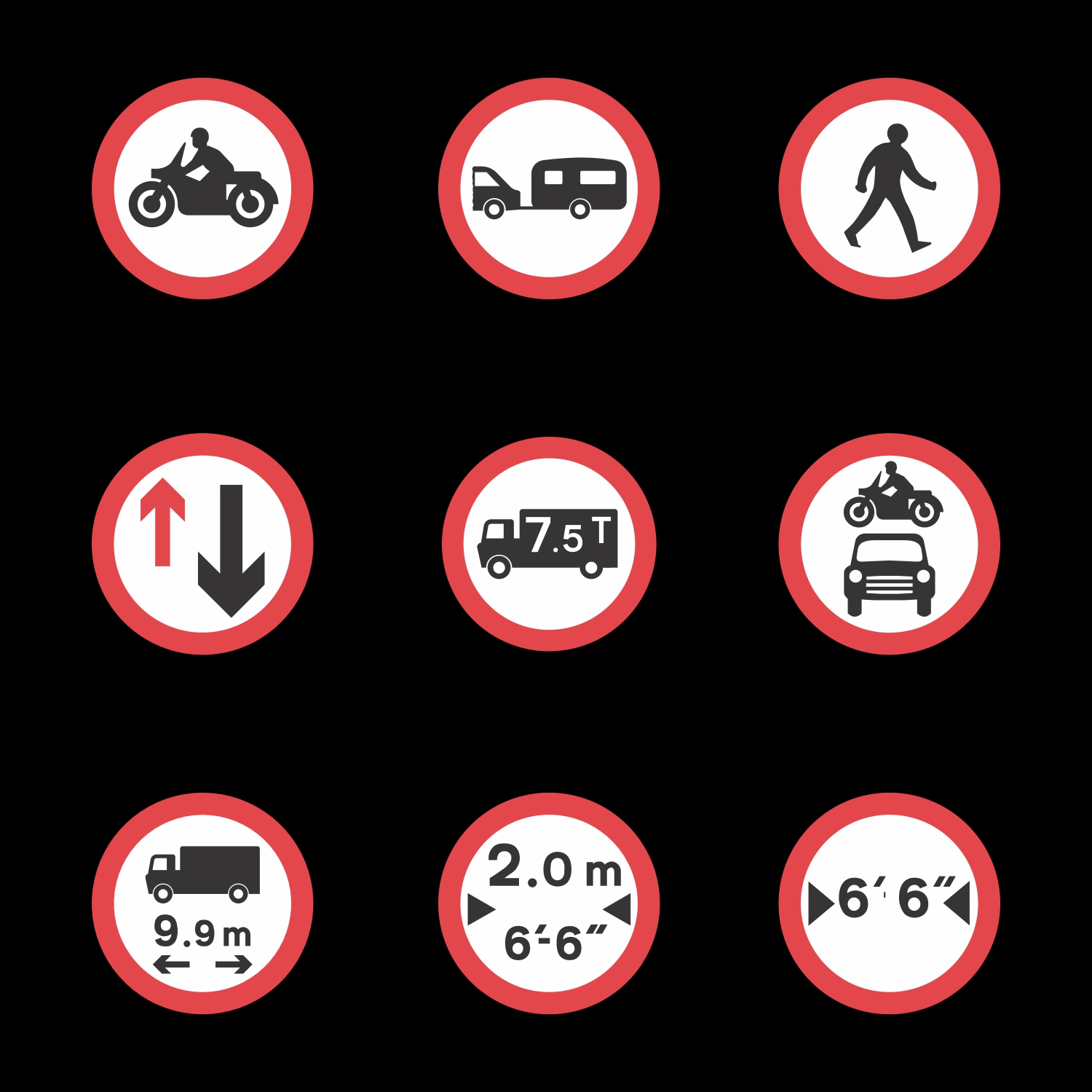 Free vector A vector collection of circular road traffic signs CDR file download for free
