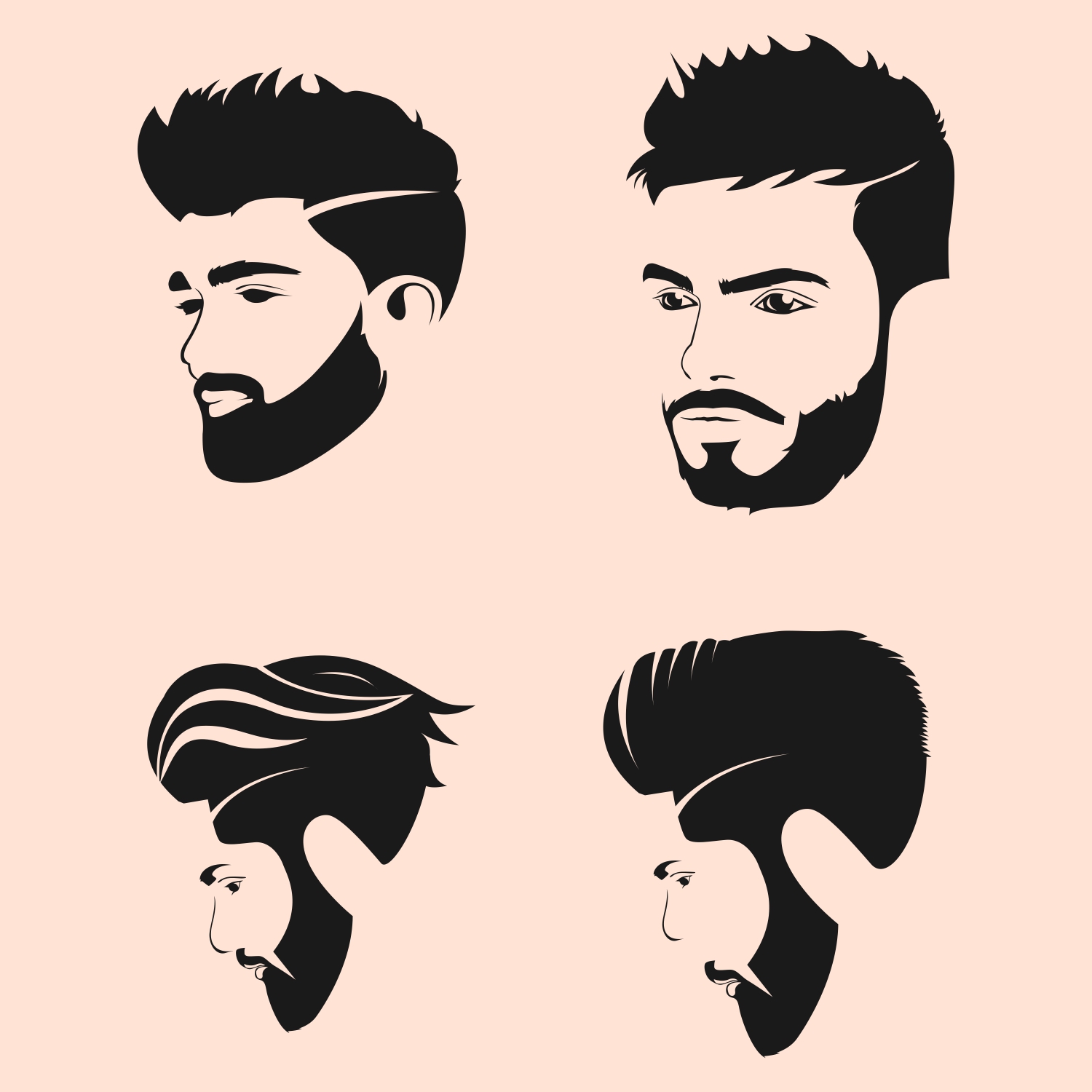 Free vector beard and hairstyle set designs CDR file download for free