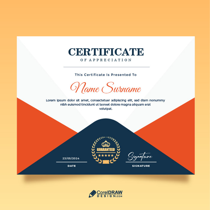 Free vector certificate of appreciation duotone template