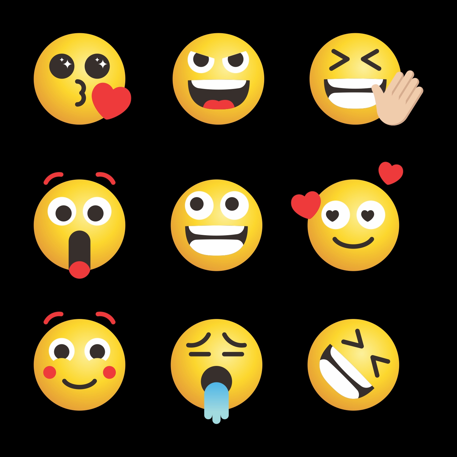 free vector cute emoticons faces feeling vector set for social media CDR file download for free