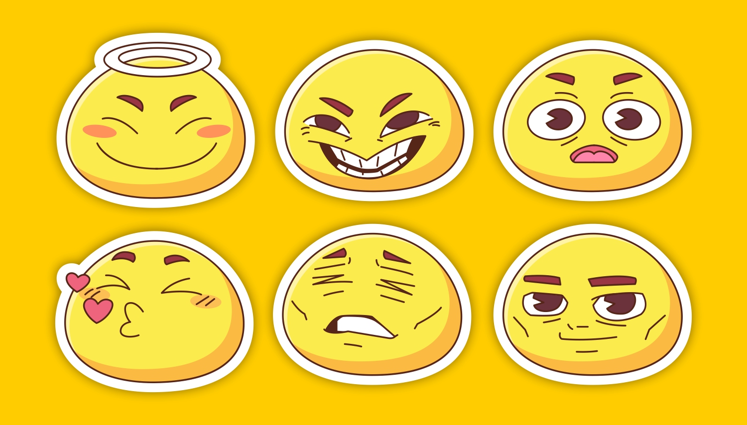 free vector Flat cute retro vintage emoji sticker set  CDR file  download for free