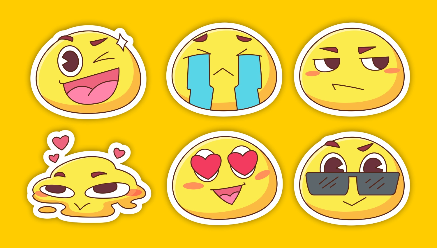 free vector Flat cute retro vintage emoji sticker set  CDR file  download for free