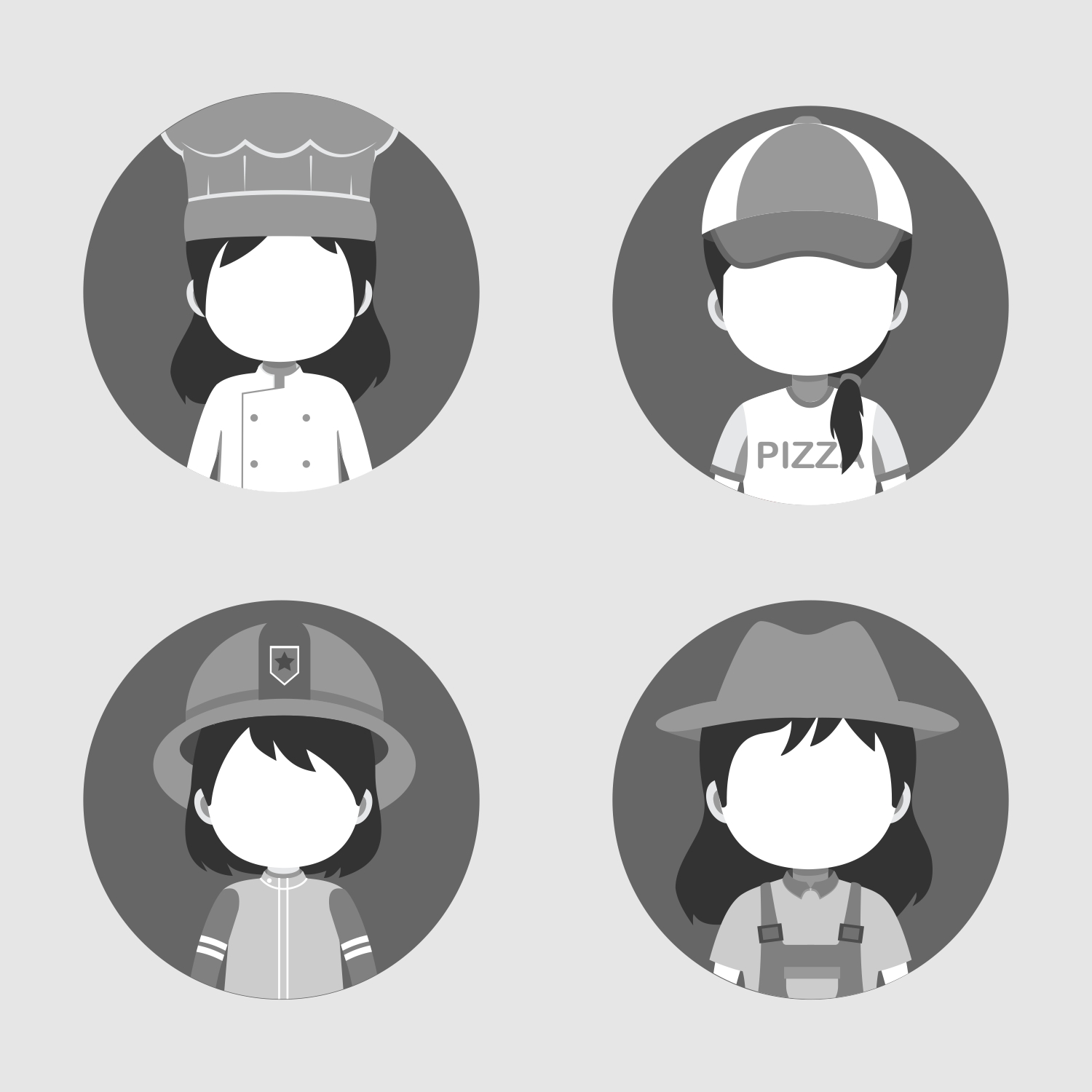 Free vector Great Variety Female Workers with No Expression Avatars design CDR file download for free